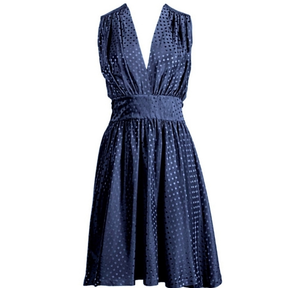 Balenciaga silk navy dress size medium (40)